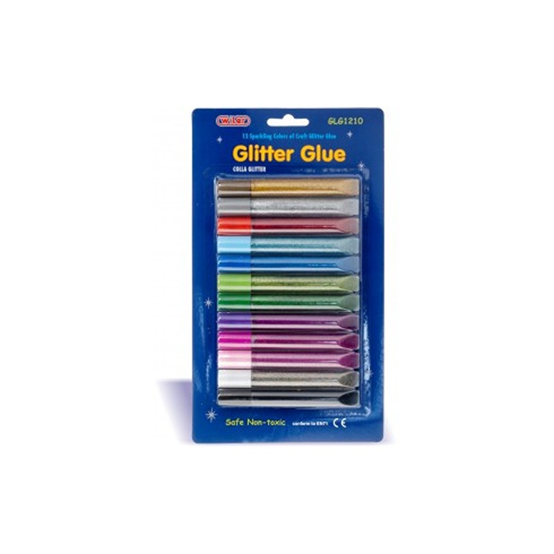 COLLA GLITTER 12X10ML. COLORI ASSORTITI