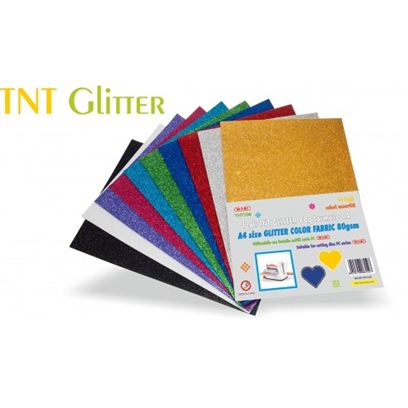 CARTA TNT GLITTER 80GR.A4 10FG.