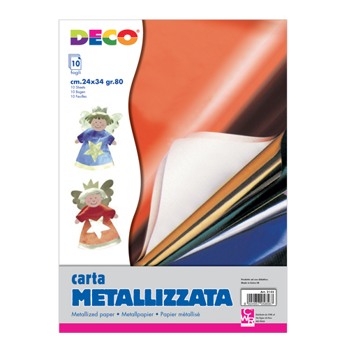 CARTA METALLIZZATA CM. 24x34  CONF. 10 FG. - COL. ASS.