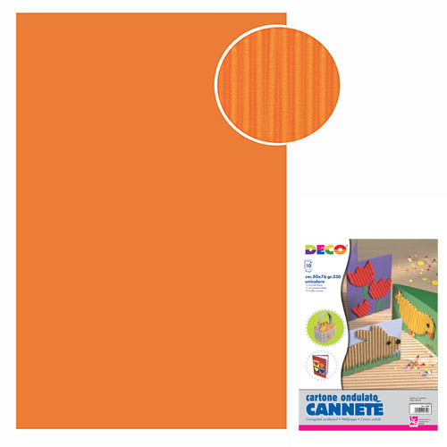 CARTONCINO ONDULATO 10 FOGLI CM.50X70 - ARANCIO