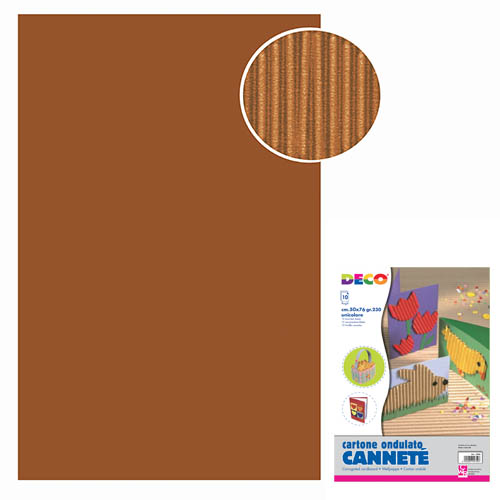 CARTONCINO ONDULATO 10 FOGLI CM.50X70 - MARRONE