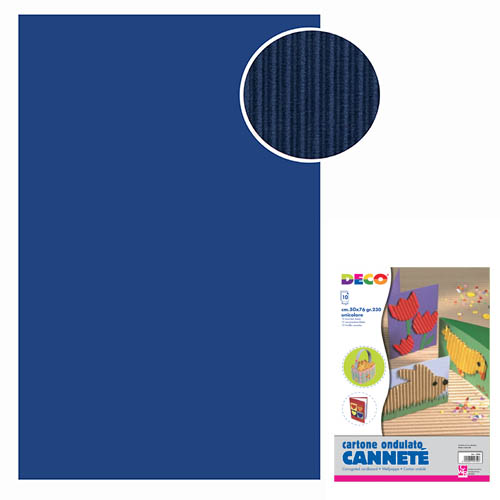 CARTONCINO ONDULATO 10 FOGLI CM.50X70 - BLU SCURO