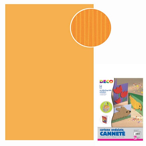 CARTONCINO ONDULATO 10 FOGLI CM.50X70 - ARANCIO CHIARO