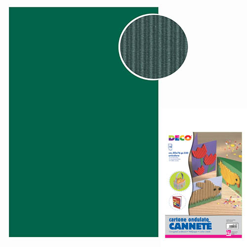 CARTONCINO ONDULATO 10 FOGLI CM. 50x70 - VERDE SCURO