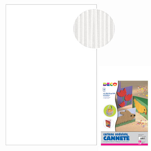 CARTONCINO ONDULATO 10 FOGLI CM. 50x70 - BIANCO