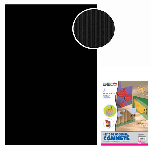 CARTONCINO ONDULATO 10 FOGLI CM. 50x70 - NERO