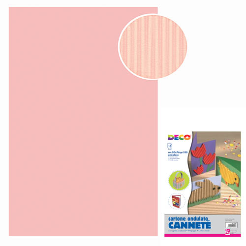 CARTONCINO ONDULATO 10 FOGLI CM. 50x70 - ROSA