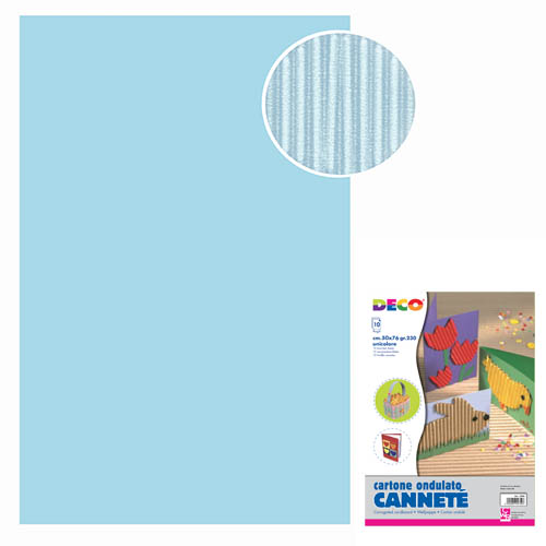 CARTONCINO ONDULATO 10 FOGLI CM. 50x70 - AZZURRO