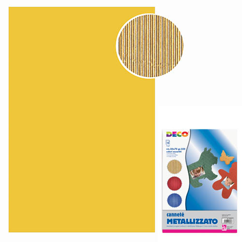 CARTONCINO INDULATO METAL LIZZATO 10 FOGLI CM.50x70 - ORO