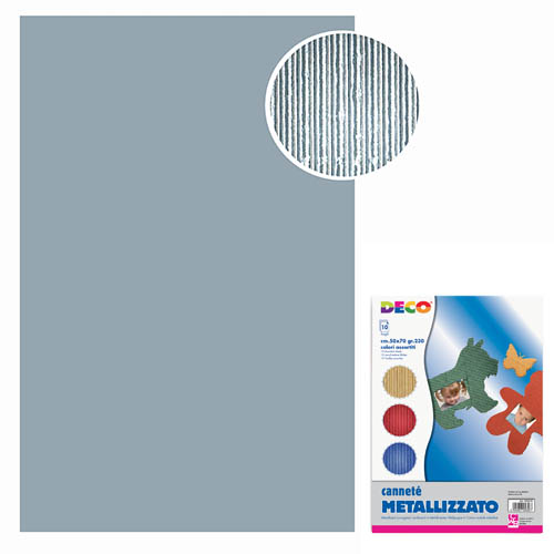 CARTONCINO ONDULATO METALLIZZAT 10 FOGLI CM.50x70 - ARGENTO