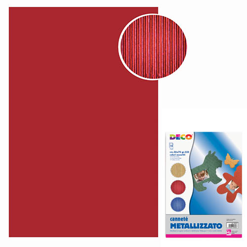 CARTONCINO ONDULATO METAL LIZZATO 10 FOGLI CM.50x70 - ROSSO