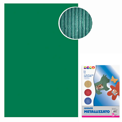 CARTONCINO ONDULATO METALLIZZATO 10 FOGLI CM.50x70 - VERDE