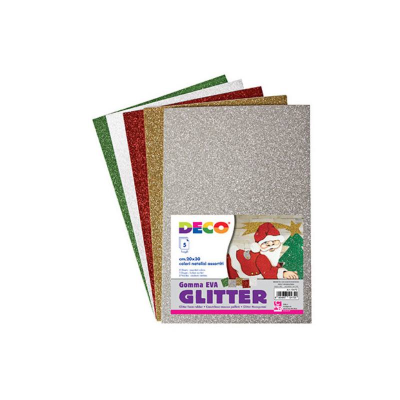 GOMMA CREPP GLITTER NATALE A4 FG.5 COL. ASS.