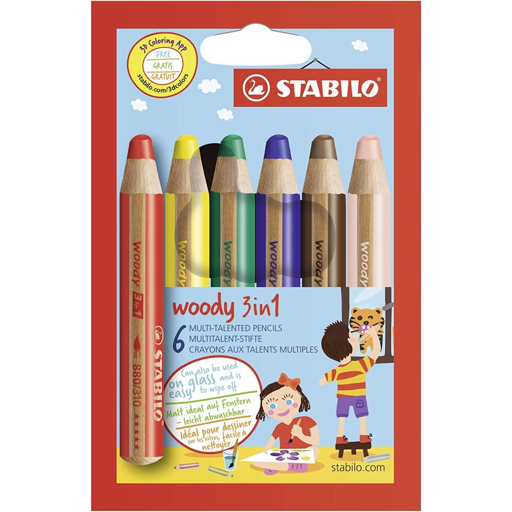 MATITONI STABILO WOODY 3 IN 1 6 COLORI