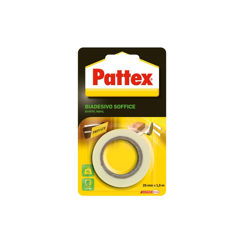 NASTRO BIADESIVO ELEV. TENUTA PATTEX MM.25X1,5MT.