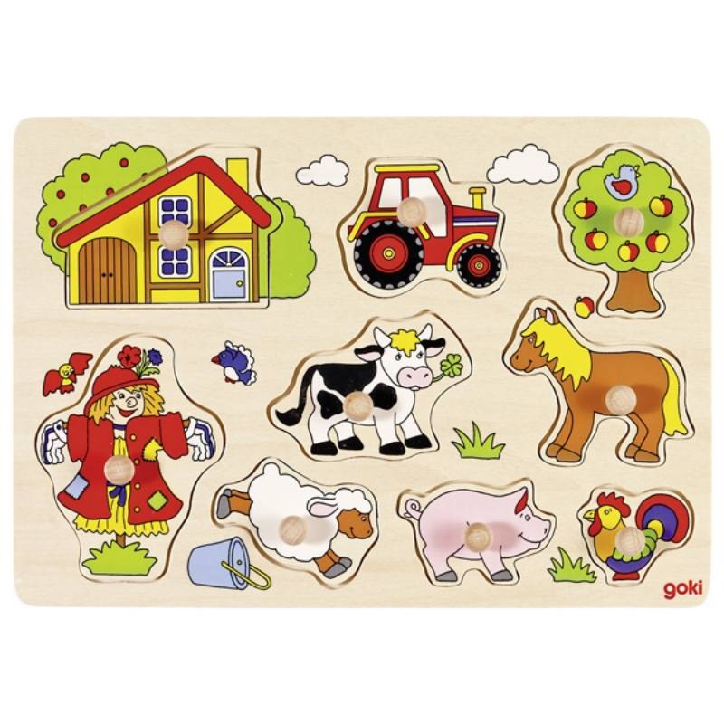 PUZZLE LEGNO C/POMELLI CM.30X21 - FATTORIA (9 pz.)