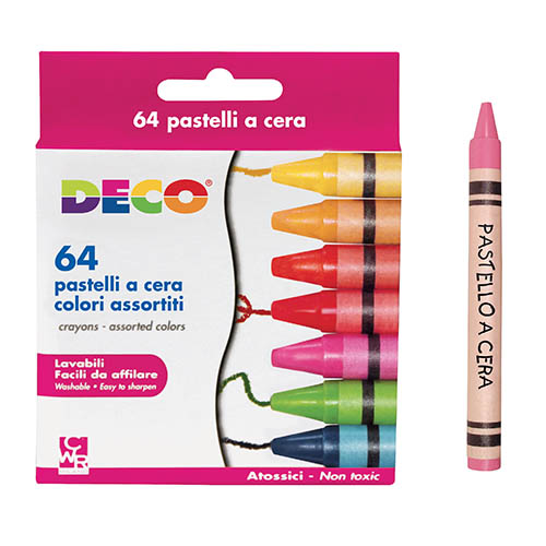 PASTELLI A CERA - SCATOLA 64 PZ. - COL. ASS.