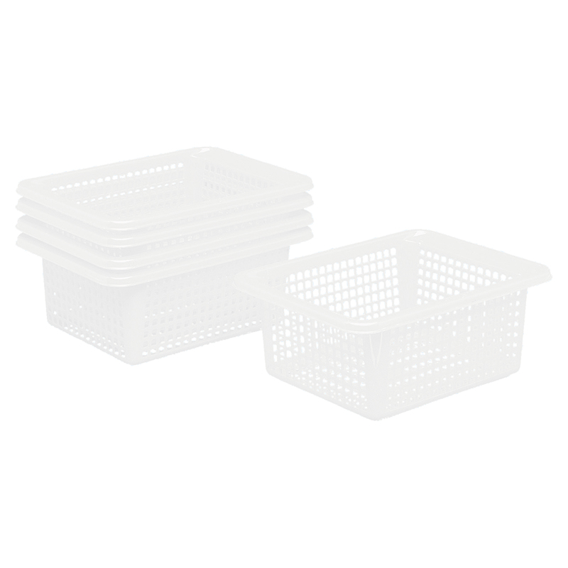Plastic Baskets - White - Set of 5  