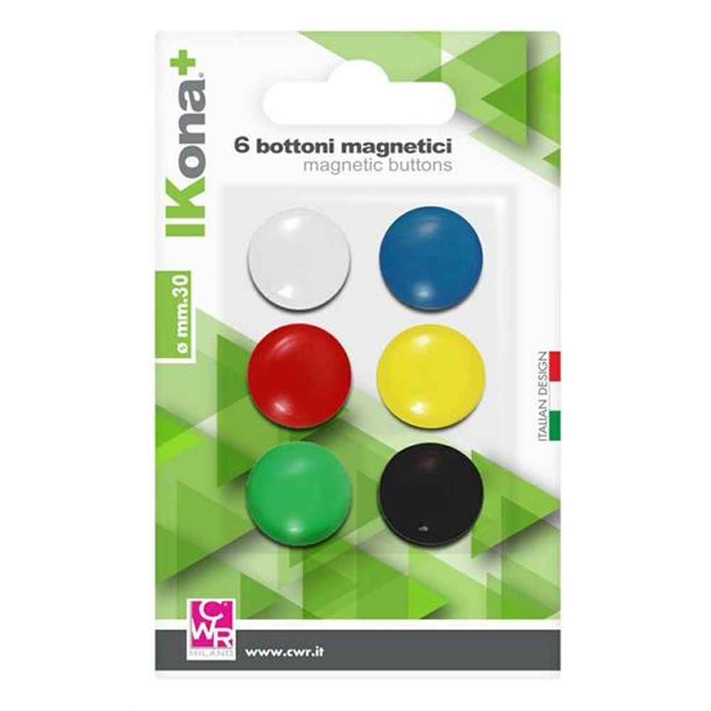 BOTTONI MAGNETICI COLORATI Ø CM.3 PZ.6