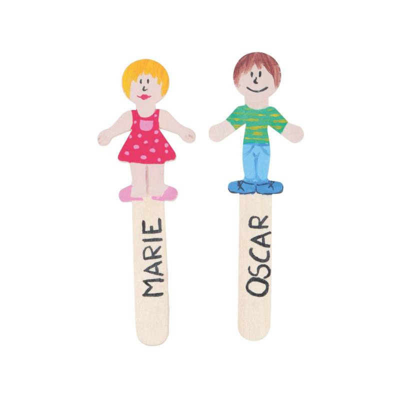LEGNO DA DECORARE SAGOME BAMBINO E BAMBINA PZ.24
