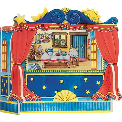 TEATRO BURATTINI CM.28X20X25 LEGNO - 5 SCENARI INTERSCAMB.
