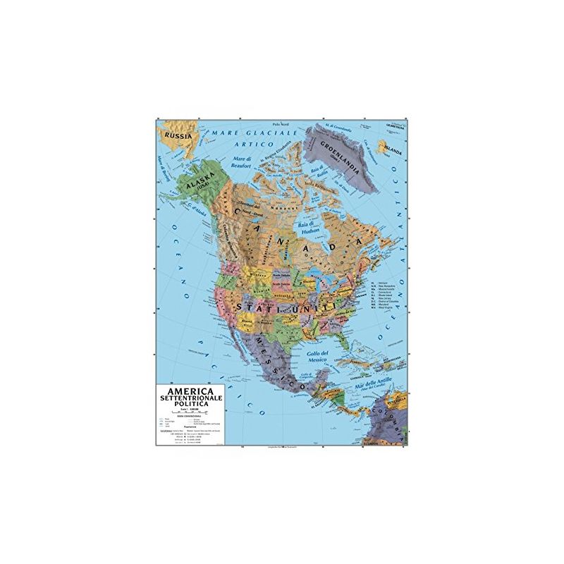 CARTA GEOGRAFICA DOPPIA 100X140 AMERICA NORD