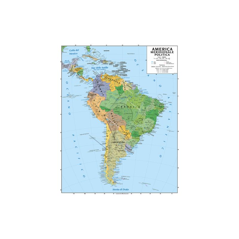 CARTA GEOGRAFICA DOPPIA 100X140 AMERICA SUD