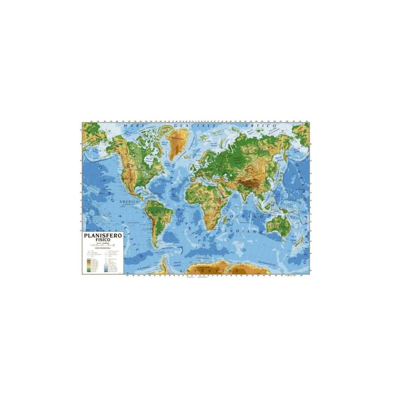 CARTA GEOGRAFICA DOPPIA 100X140 PLANISFERO