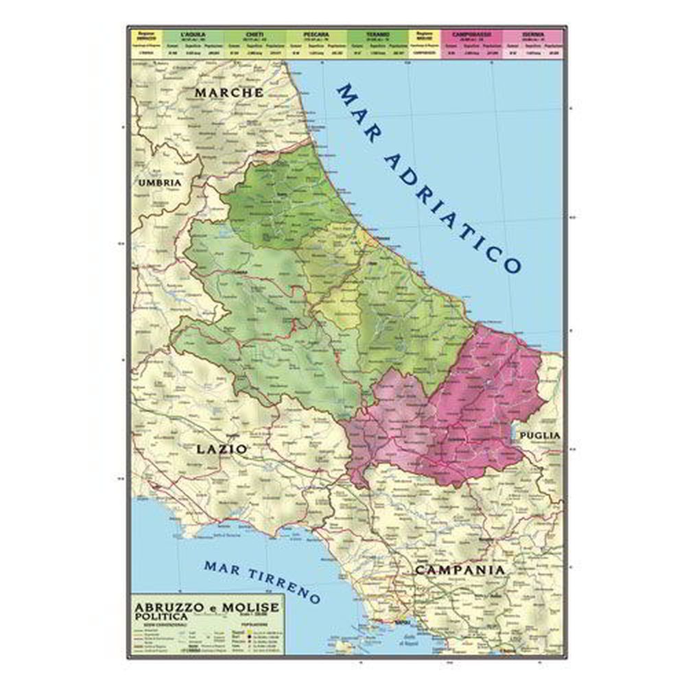 CARTE GEOGRAFICA DOPPIA 100X140 ABRUZZO E MOLISE