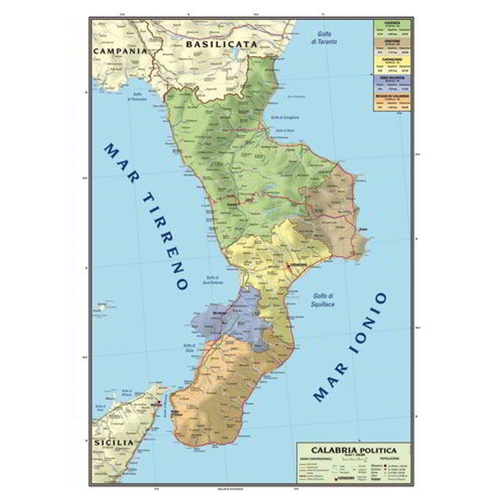 CARTE GEOGRAFICA DOPPIA 100X140 CALABRIA