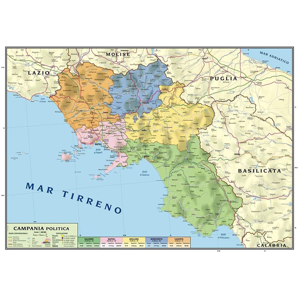 CARTE GEOGRAFICA DOPPIA 100X140 CAMPANIA