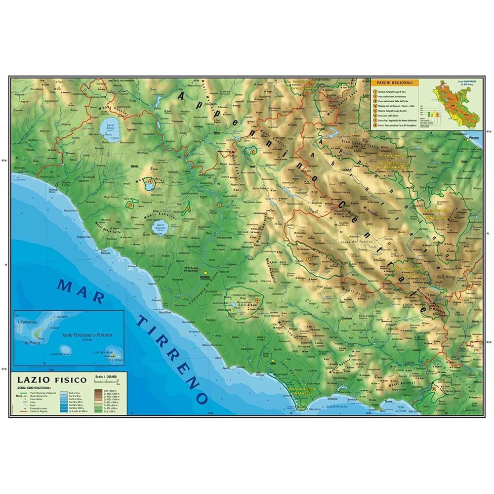 CARTE GEOGRAFICA DOPPIA 100X140 LAZIO