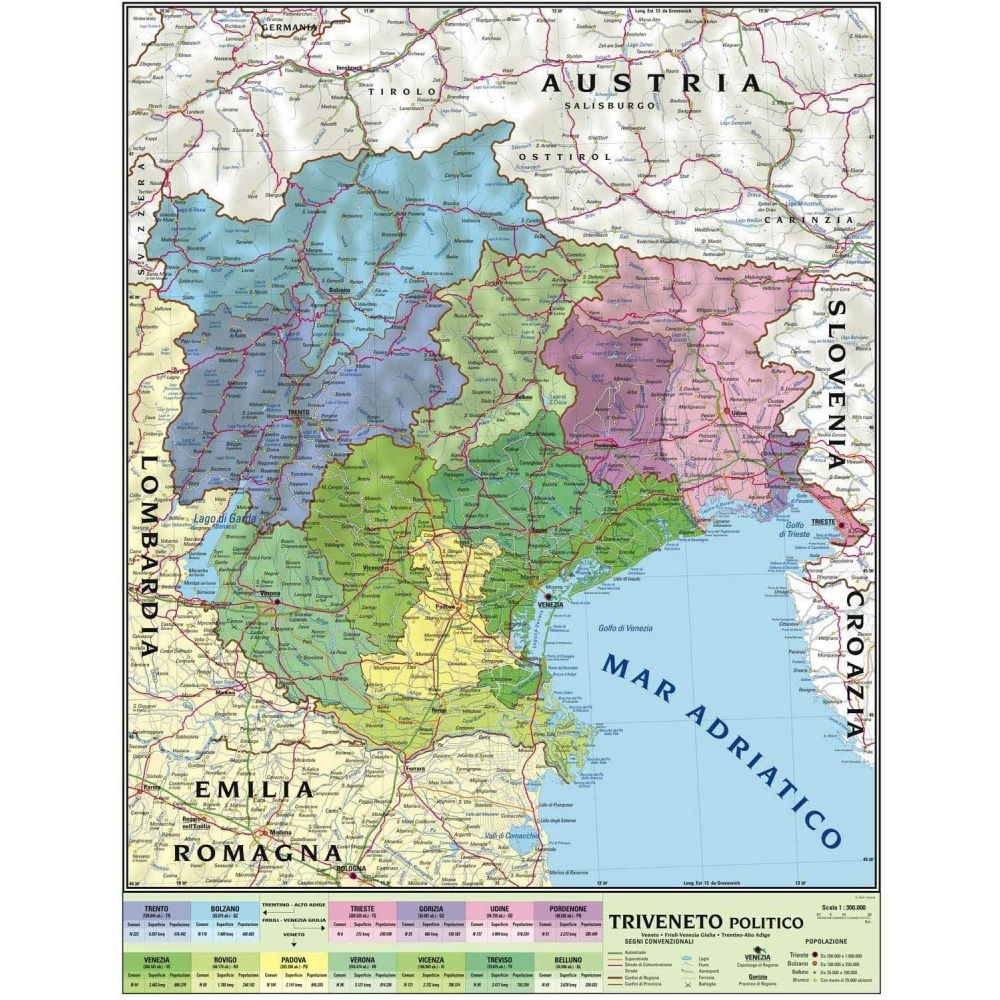 CARTA GEOGRAFICA DOPPIA 100X140 TRIVENETO