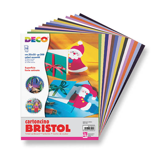 CARTONCINI BRISTOL - CONF.10 FOGLI CM.25x35 - ASSORTITI