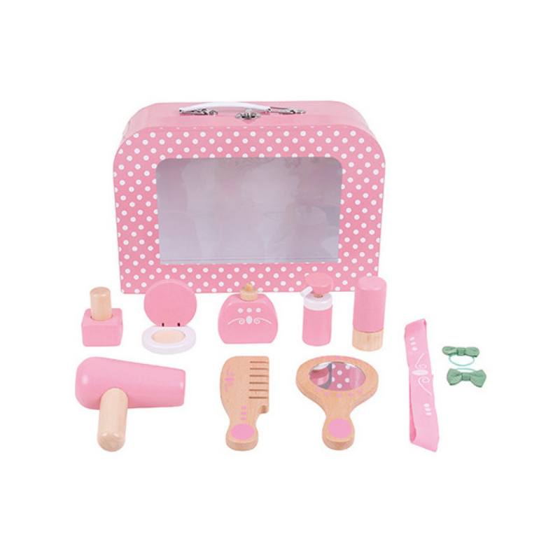 BEAUTY CASE CON ACCESSORI IN LEGNO