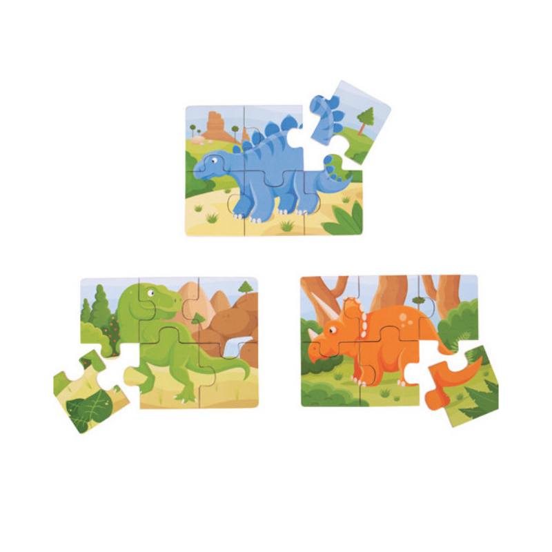 PUZZLES IN LEGNO DINOSAURI - SET 3 PEZZI