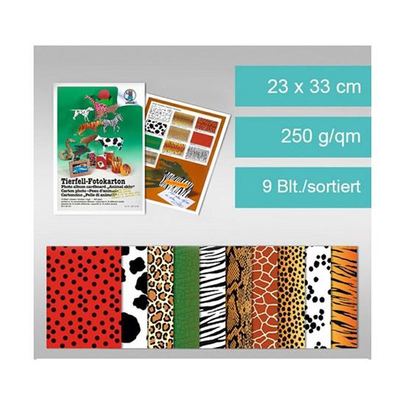 CARTONCINO ZOO FG. 9 MOTIVI ASS. GR. 250 CM. 23X33