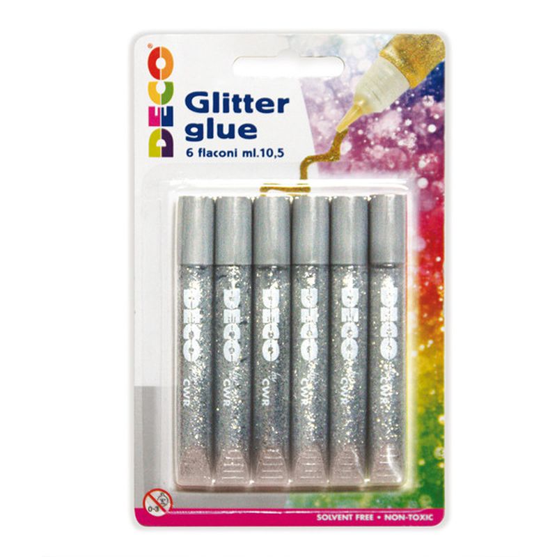 BRILLANTINI GLITTER CON COLLA ML.10,5 CF.6 ARGENTO