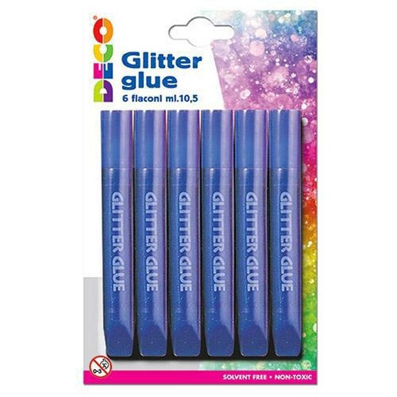 BRILLANTINI GLITTER CON COLLA ML.10,5 CF.6 BLU'