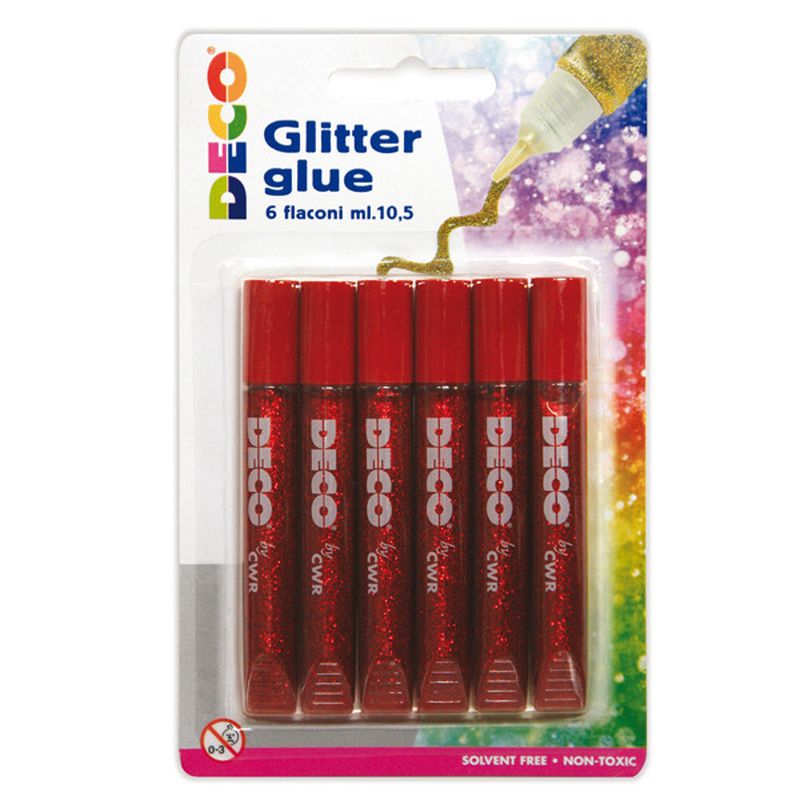 BRILLANTINI GLITTER CON COLLA ML.10,5 CF.6 ROSSO