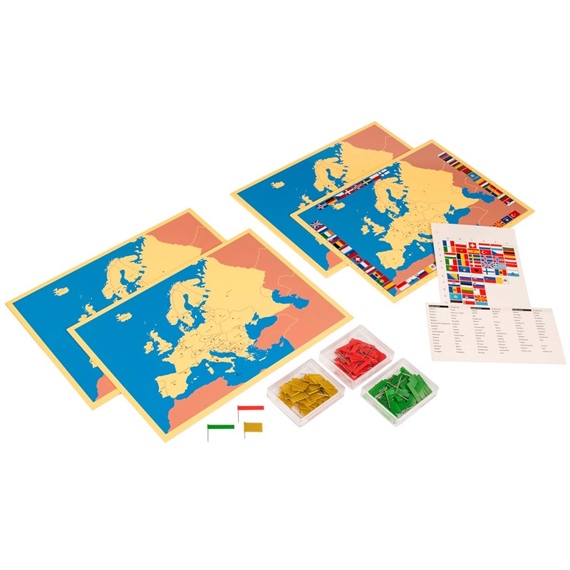 EUROPA: SERIE DI 4 CARTINE CON BANDIERINE