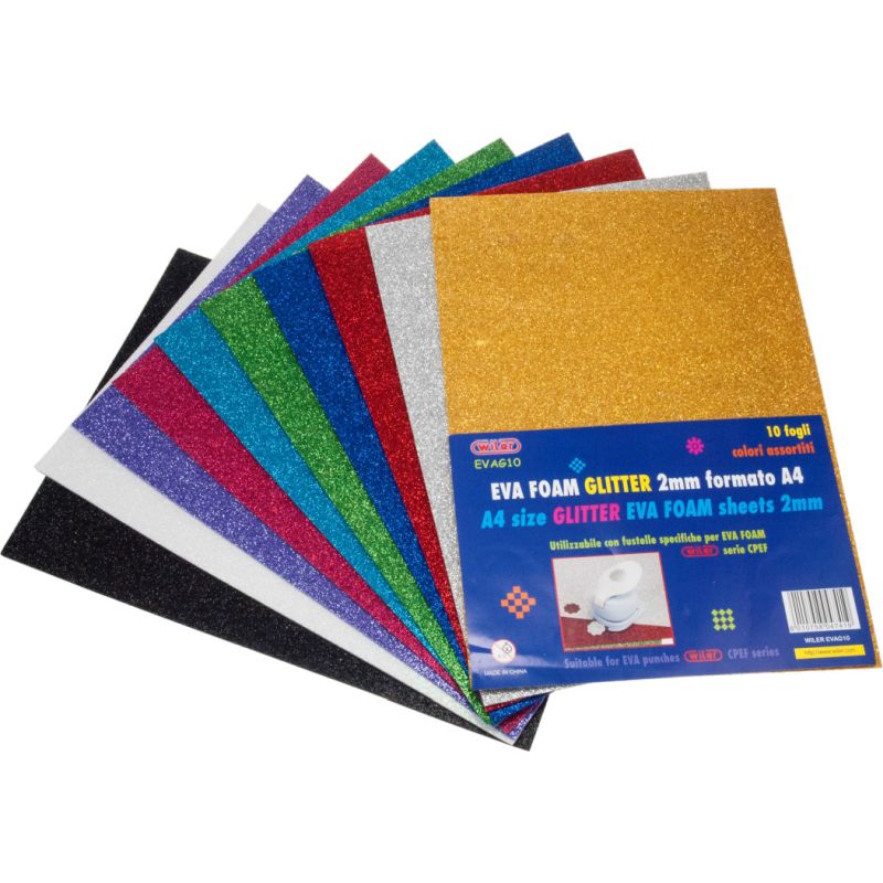 GOMMA CREPP GLITTER 21X29,7 FG.10 COL. ASS.