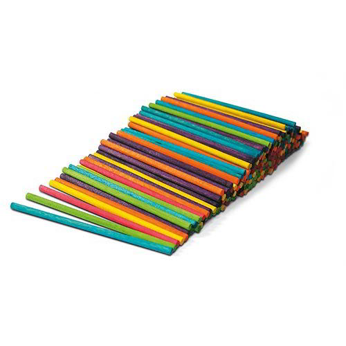 STECCHE LEGNO TONDE - BARATT. 200 PZ. - COL. ASS.