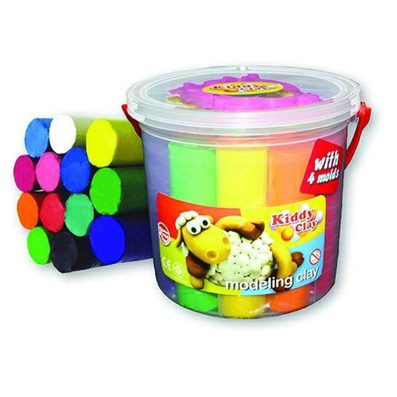 PLASTILINA KIDDY CLAY GR.1240 SECCHIELLO 13 COL. ASS. + 4 FORMINE