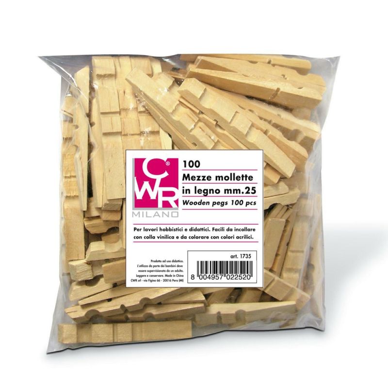 LEGNO DA DECORARE MEZZE MOLLETTE PZ. 100 MM.25X3