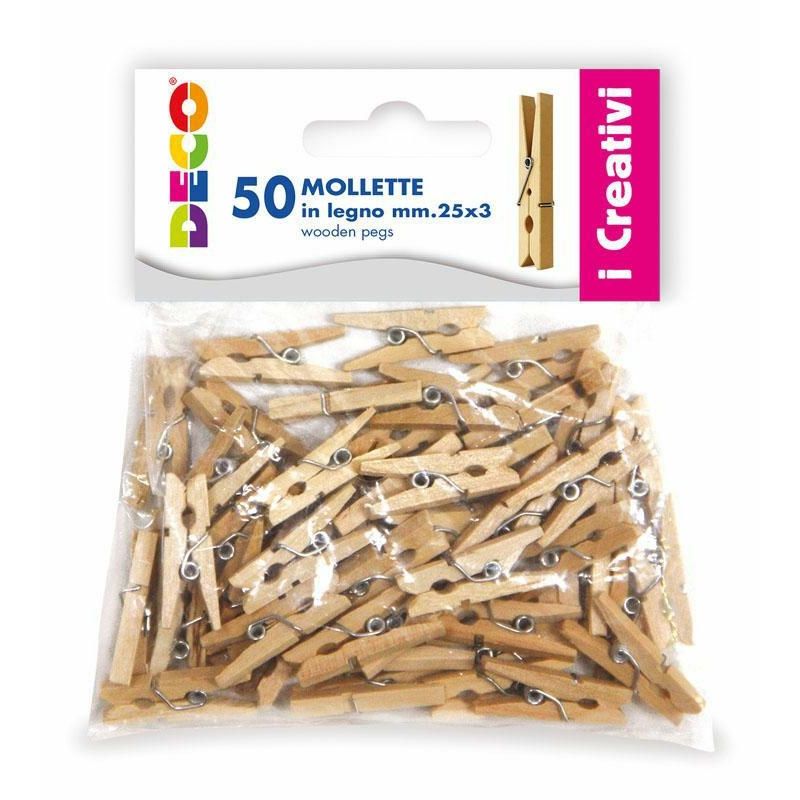 LEGNO DA DECORARE MOLLETTE IN LEGNO PZ. 50 MM. 25X3