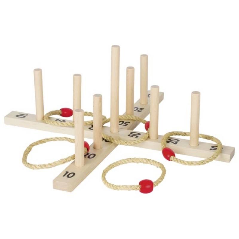 GIOCO ANELLI IN LEGNO CON 5 CERCHI DI CORDA - SACC