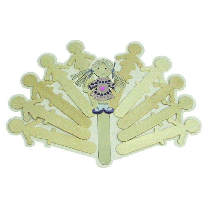 LEGNO DA DECORARE STECCHE PERSONAGGI PZ.10 CM. 12H
